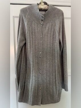St John 100% cashmere grey long cardigan sweater